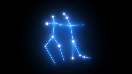 Wall Mural - zodiac gemini star constellation forming in glowing light