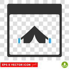 Wall Mural - Vector Camping Calendar Page EPS vector pictogram. Illustration style is flat iconic bicolor blue and gray symbol on a transparent background.
