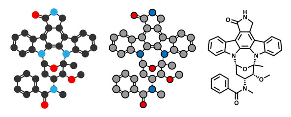 Poster - Midostaurin cancer drug molecule (protein kinase inhibitor). 