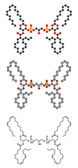 Poster - Cardiolipin (tetralinoleoyl cardiolipin) molecule. Stylized 2D renderings and conventional skeletal formula. Important component of the inner membrane of mitochondria.