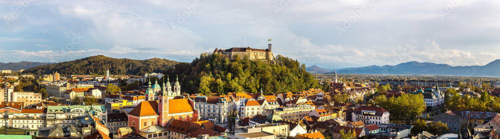 Obraz na płótnie Aerial view of Ljubljana in Slovenia w salonie