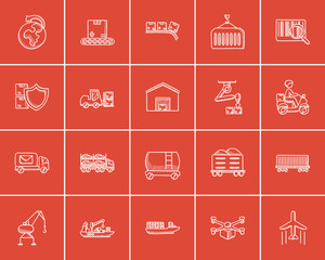 Sticker - Industry sketch icon set.