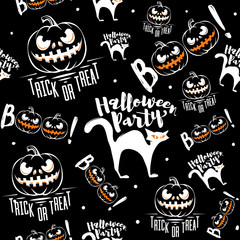 Wall Mural - Vector illustration of halloween celebration seamless pattern