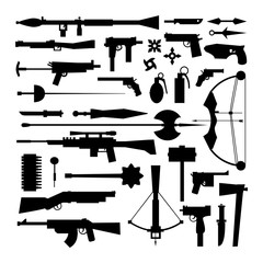 Wall Mural - Weapons vector collection icons