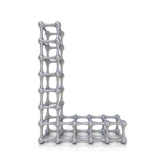 Metal lattice font letter L 3D