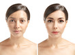 © Africa Studio - Portrait of young woman before and after the makeup, isolated on white