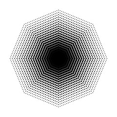 Vector Octagon halftone geometric shapes, Dot design abstract background. The geometric shape with eight angles, basic shapes. Inspiration Geometric Design Art, Dotwork Illustration