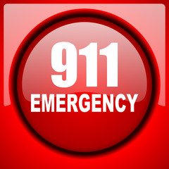 Fototapete - number emergency 911 red icon plastic glossy button