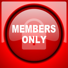 Poster - members only red icon plastic glossy button
