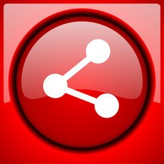 Aufkleber - share red icon plastic glossy button