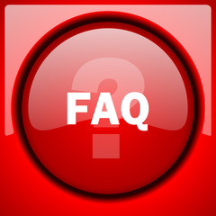 Poster - faq red icon plastic glossy button