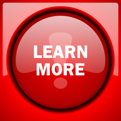 Fototapete - learn more red icon plastic glossy button