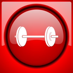 Aufkleber - fitness red icon plastic glossy button