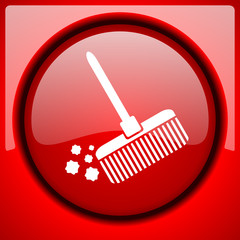 Poster - broom red icon plastic glossy button