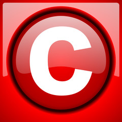 Poster - copyright red icon plastic glossy button