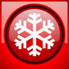 Poster - snow red icon plastic glossy button