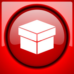 Poster - box red icon plastic glossy button