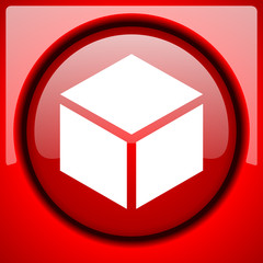 Poster - box red icon plastic glossy button