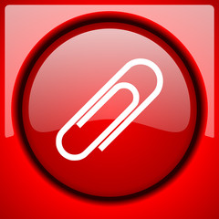 Poster - paperclip red icon plastic glossy button
