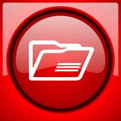 Poster - folder red icon plastic glossy button