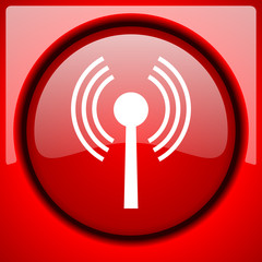 Poster - wifi red icon plastic glossy button