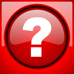 Aufkleber - question mark red icon plastic glossy button
