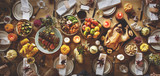 Fototapeta Uliczki - Thanksgiving Celebration Traditional Dinner Table Setting Concep