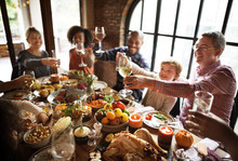 People Cheers Celebrating Thanksgiving Holiday Concept