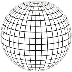 Poster - ball with lines Earth globe with Meridian and longitude, 3D sphere vector illustration of angering print or website design