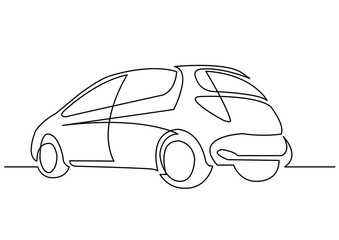 Poster - continuous line drawing of hatchback car
