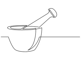 Poster - continuous line drawing of mortar and pestle