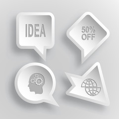 Canvas Print - 4 images: idea, 50% OFF, human brain, shift globe. Business set.