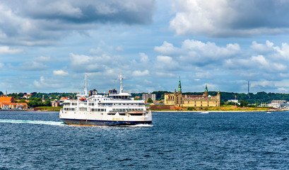 Wall Mural - Helsingor - Helsingborg ferry and the Castle of Kronborg - Denmark