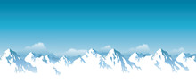 Vector Illustration Of Snowy Himalaya Mountains 