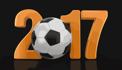 Poster - Soccer football with 2017. Image with clipping path