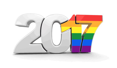 Poster - Gay Pride Color  New Year 2017. Image with clipping path.