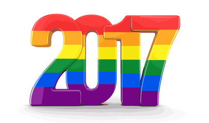 Poster - Gay Pride Color  New Year 2017. Image with clipping path.