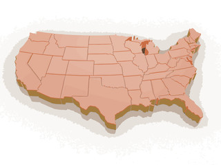Poster - Map of USA. Image with clipping path.