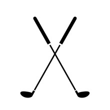 Crossed Golf Clubs Icon. A Hand Drawn Vector Illustration Of Crossed Golf Clubs.