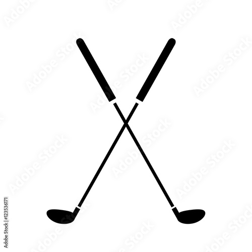 Crossed Golf Clubs Icon. A hand drawn vector illustration of crossed