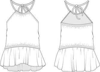 Girls Halter Top Illustration Isolated on a White Background