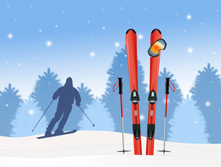 Wall Mural - ski in winter