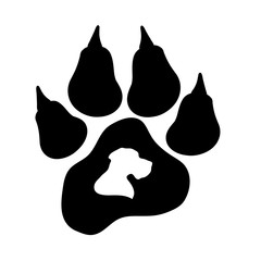 Poster - Vector silhouette of dog's paw.