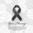 funeral card - Black ribbon and place for text on soft flower abstract background
