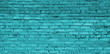 Turquoise brick wall background, brick texture