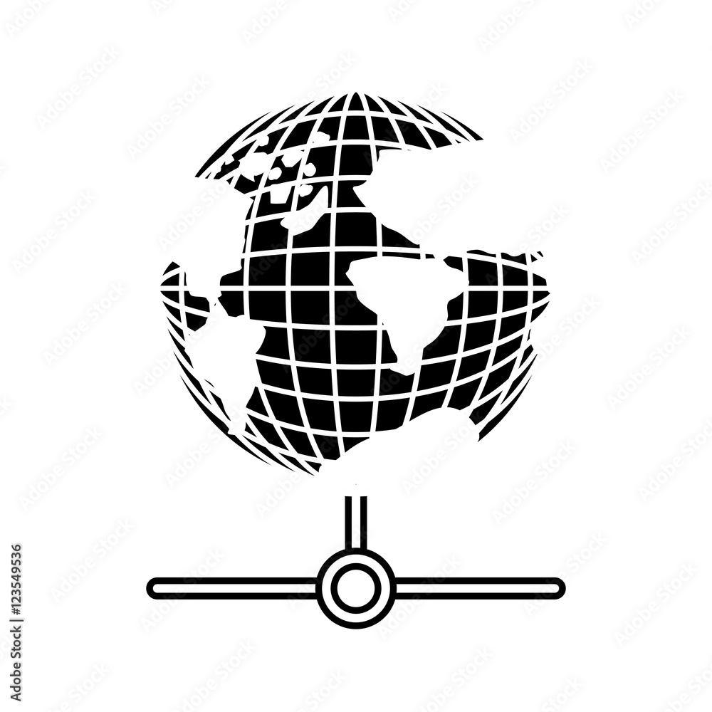 silhouette earth world map with continents vector illustration Stock ...