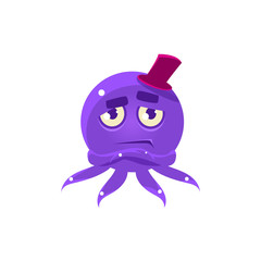 Sticker - Snobbish Funny Octopus In Top Hat Emoji