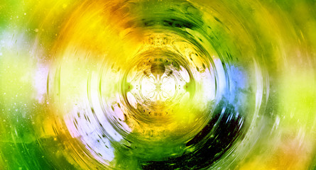 Poster - graphic concept of music in space, cosmic sound waves, computer design, music concept.