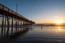 Dramatic Sunset At Newport Beach Pier In Orange County, California