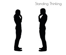 Standing Thinking  Pose On White Background